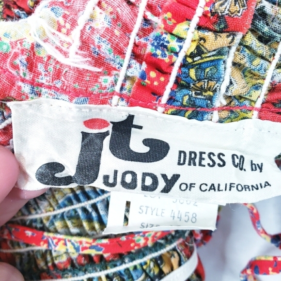 *Last Chance* Vintage Smocked Tiered Floral Midi Dress Boho Cottagecore - Picture 15 of 16